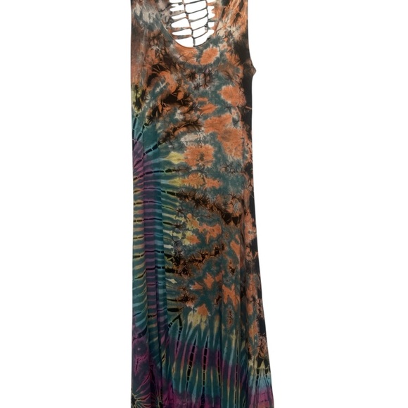 Multicolor Tie-Dye Lattice-back Dress - Picture 1 of 4